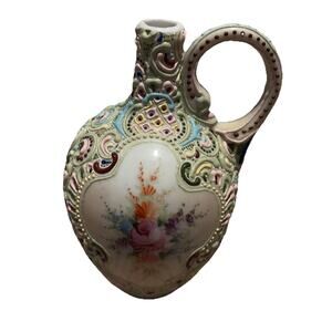 Antique Victorian Nippon Art Deco Nouveau Moriage floral 6”